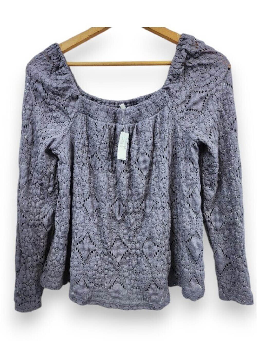 Maurices Women's Top Lilac Lace Overlay Box Neck Long Sleeves NWT Size M